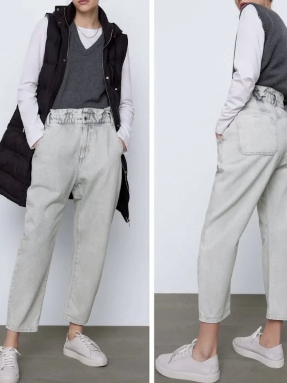 Zara Baggy Paper-bag Jeans Size 10
